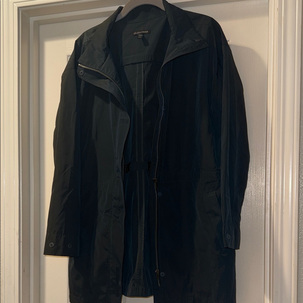 Eileen Fisher Black Lightweight Long Trench Coat